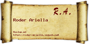 Roder Ariella névjegykártya